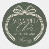 Gehuld in vrolijke elegante Polka Dot kerstboog Ronde Sticker (Voorkant)