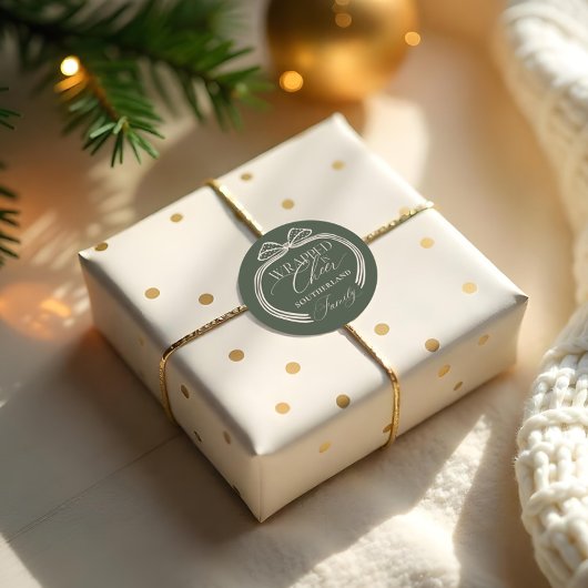 Gehuld in vrolijke elegante Polka Dot kerstboog Ronde Sticker