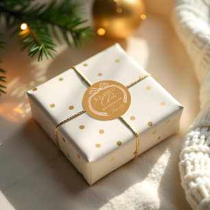 Gehuld in vrolijke elegante Polka Dot kerstboog Ronde Sticker