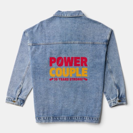 Gehuwd 36 jaar Power Couple 36th Jubileum Hus Denim Jacket (Achterkant)