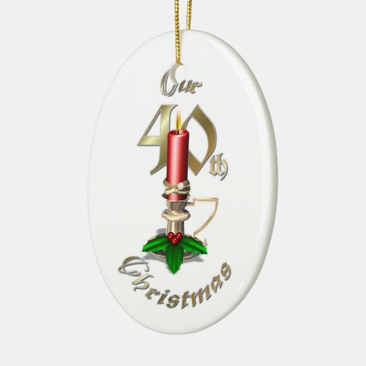 Gehuwd 40e kerstversiering keramisch ornament (Links)