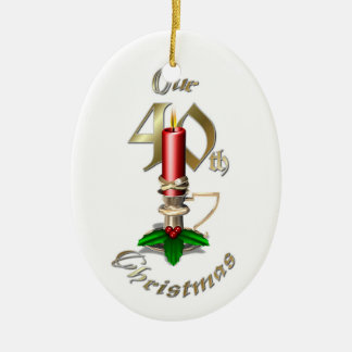 Gehuwd 40e kerstversiering keramisch ornament
