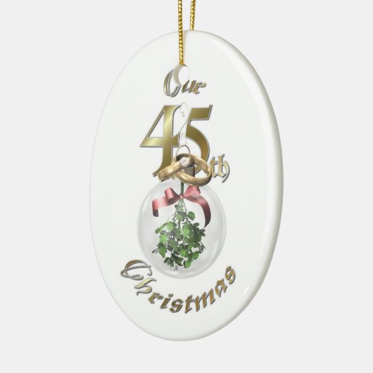 Gehuwd 45e kerstversiering keramisch ornament (Links)