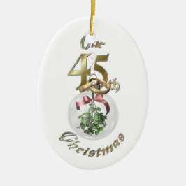 Gehuwd 45e kerstversiering keramisch ornament