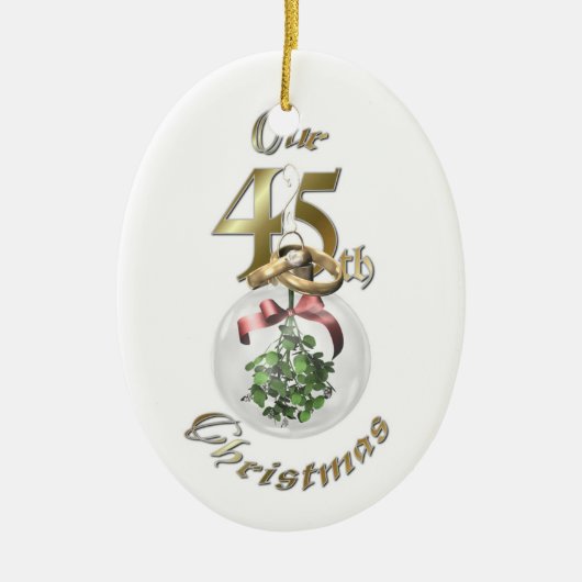 Gehuwd 45e kerstversiering keramisch ornament (Voorkant)