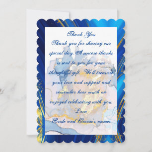 Gehuwd blauw en gouden bruiloft Hartelijk dank Kaart