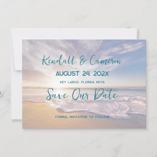 Gehuwd door het Zee Sunrise Beach Save The Date (Voorkant)