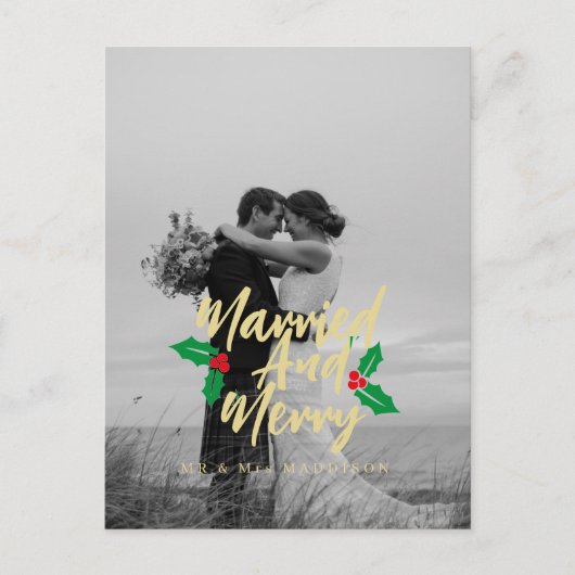 Gehuwd en bedreven Kerstmis Briefkaart (Voorkant)