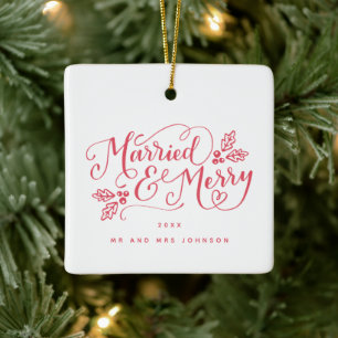 Gehuwd en bedreven Kerstmis Keramisch Ornament