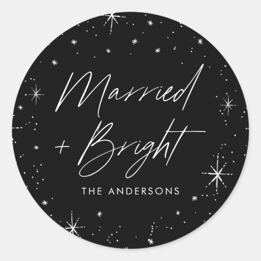 Gehuwd en Bright Black Holiday Ronde Sticker (Voorkant)