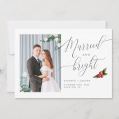 Gehuwd en Bright Mistletoe Photo Holiday Kaart (Voorkant)