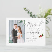 Gehuwd en Bright Mistletoe Photo Holiday Kaart (Staand voorkant)