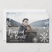 Gehuwd en Bright Snowflake Holiday Pas getrouwd Fo Feestdagenkaart (Voorkant)
