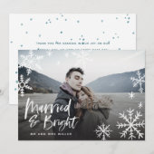 Gehuwd en Bright Snowflake Holiday Pas getrouwd Fo Feestdagenkaart (Voorkant / Achterkant)