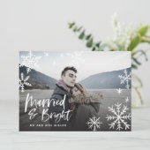 Gehuwd en Bright Snowflake Holiday Pas getrouwd Fo Feestdagenkaart (Staand voorkant)