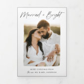Gehuwd en Bright Zwart script 4 Foto Drieluik Wenskaart (Cover)