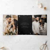 Gehuwd en Bright Zwart script 4 Foto Drieluik Wenskaart (Binnen)