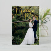 Gehuwd en bruin Elegant Wedding Foto Gold Folie Feestdagenkaart (Staand Voorkant)
