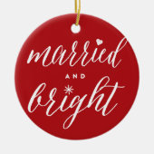 Gehuwd en feestdag bruiloft Foto kerstmis Keramisch Ornament (Voorkant)