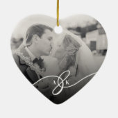 Gehuwd en feestdag bruiloft Foto kerstmis Keramisch Ornament (Achterkant)