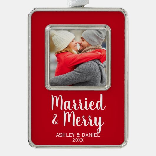 Gehuwd en feestdag verzilverd omlijst ornament (Voorkant)