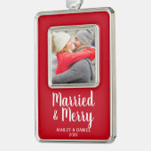 Gehuwd en feestdag verzilverd omlijst ornament (Links)