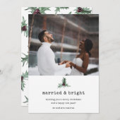 Gehuwd en helder Foto Holly Pas getrouwd Kerstmis Feestdagenkaart (Voorkant / Achterkant)