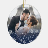 Gehuwd en helder | Kerstfeest met een bruiloft Keramisch Ornament (Links)