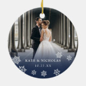 Gehuwd en helder | Kerstfeest met een bruiloft Keramisch Ornament (Achterkant)