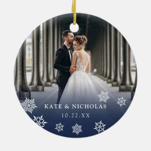 Gehuwd en helder | Kerstfeest met een bruiloft Keramisch Ornament (Achterkant)