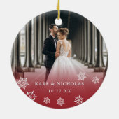 Gehuwd en helder | Kerstfeest met een bruiloft Keramisch Ornament (Achterkant)