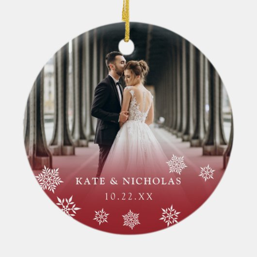 Gehuwd en helder | Kerstfeest met een bruiloft Keramisch Ornament (Achterkant)