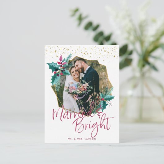 Gehuwd en helder | Kerstfotokaart Feestdagenkaart (Staand voorkant)