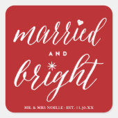 Gehuwd en helder Mr en Mrs Chic Holiday Wedding Vierkante Sticker (Voorkant)