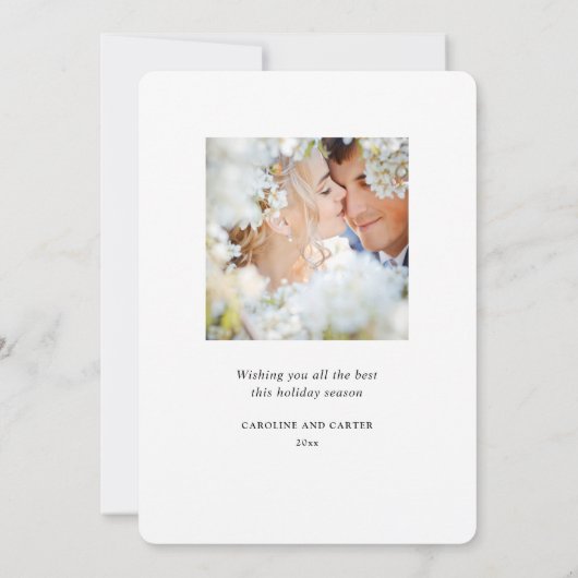 Gehuwd en helder Pas getrouwd 2 Fotobruiloft Feestdagenkaart (Achterkant)