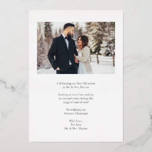 Gehuwd en helder Pas getrouwd Folie Feestdagenkaart (Achterkant)