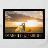 Gehuwd en helder Pas getrouwd met zwarte kerstmis Folie Feestdagenkaart (Voorkant)