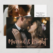 Gehuwd en helder | Roos Gold Script Twee foto's Feestdagenkaart (Voorkant / Achterkant)