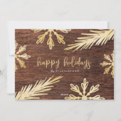 Gehuwd en helder Rustisch hout Gold Snowflake Foto Feestdagenkaart (Achterkant)