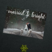 Gehuwd en helder sneeuw 2 Foto bruiloft Bedankt Feestdagenkaart