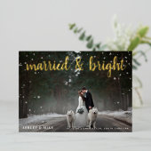 Gehuwd en helder sneeuw 2 Foto bruiloft Bedankt Folie Feestdagenkaart (Staand Voorkant)