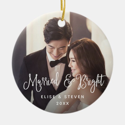 Gehuwd en helder | Weddenfoto Keramisch Ornament (Voorkant)