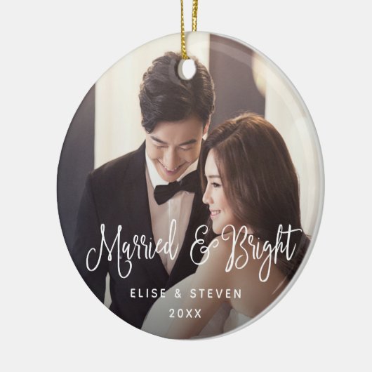 Gehuwd en helder | Weddenfoto Keramisch Ornament (Links)