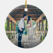 Gehuwd en helder | Weddenfoto Keramisch Ornament (Achterkant)