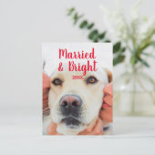 Gehuwd en helderrood, aangepast, met kerstnaam briefkaart (Staand voorkant)