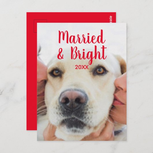 Gehuwd en helderrood, aangepast, met kerstnaam briefkaart (Voorkant / Achterkant)