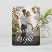 Gehuwd en helderziend Typografie Foto bruiloft Feestdagenkaart (Staand voorkant)