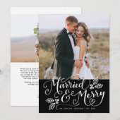 Gehuwd en leuk Foto bedankt Zwart Feestdagenkaart (Voorkant / Achterkant)