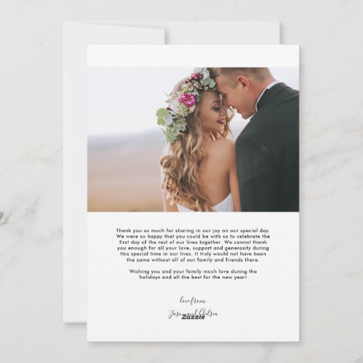 Gehuwd en leuk Foto bedankt Zwart Feestdagenkaart (Achterkant)