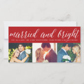 Gehuwd en licht 3 Foto collage Modern Wedding Feestdagenkaart (Voorkant)
